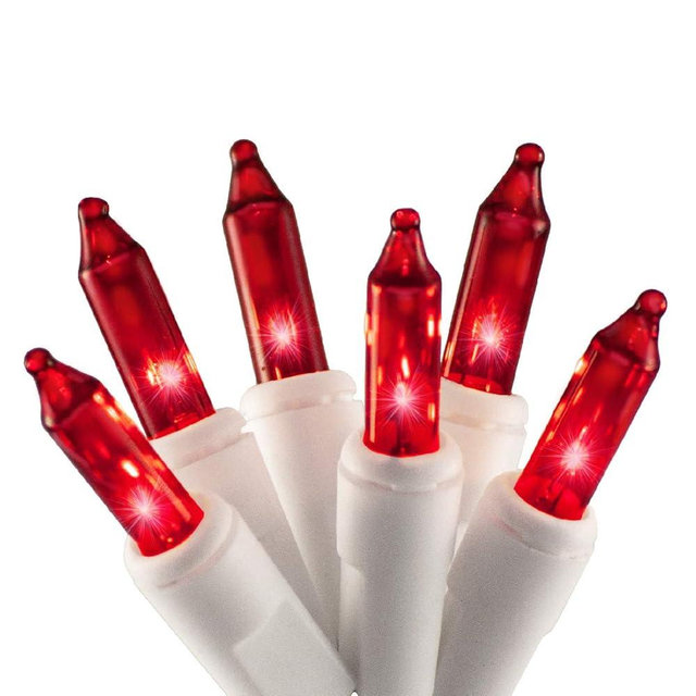 612 Vermont 100 Red Christmas Lights on a White Wire String, UL Approved, Indoor and Outdoor Use, 18’ of Lighted Length, 20’ of Total Length