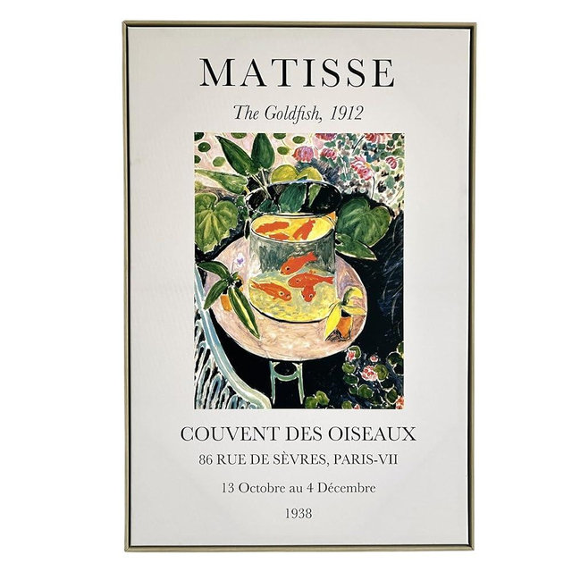 Colleen Karis Designs Framed Canvas Wall Art, The Goldfish Matisse’s Artwork, 24x36 Inches Large Vintage Abstract Wall Decor for Living Room, Bedroom, or Home Office