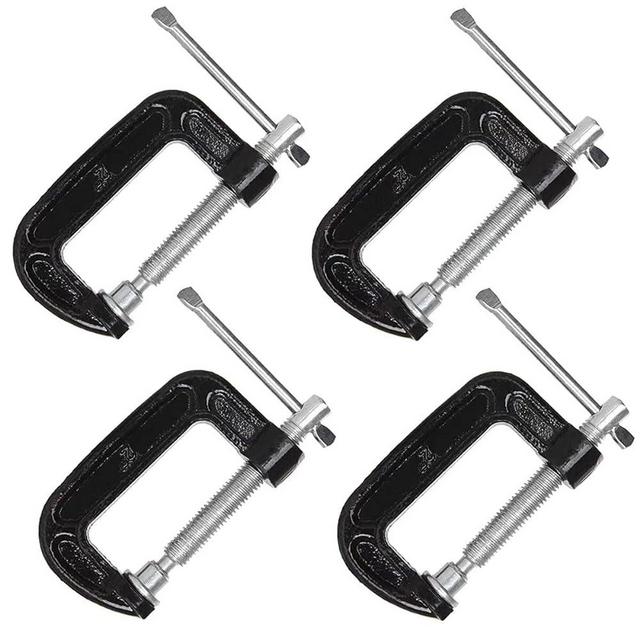 2 Inch C-Clamp Set, Heavy Duty Steel C Clamp Industrial Strength C Clamps for Woodworking, Welding, and Building(4Pcs)