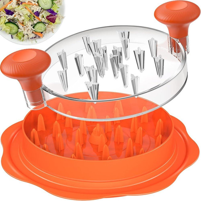 Ukeetap 10'' Pro Chicken Shredder Tool Twist Large for Kitchen, BPA-Free Food-Safe Meat Grinder, Visible Chicken Breast Meat Shredder with Strong Anti-Slip Bottom & Ergonomic Handle, Orange