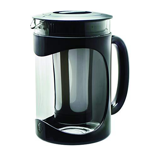 Primula Burke Deluxe Cold Brew Iced Coffee Maker, Comfort Grip Handle, Durable Glass Carafe, Removable Mesh Filter, Perfect 6 Cup Size, Dishwasher Safe, 1.6 Qt, Black