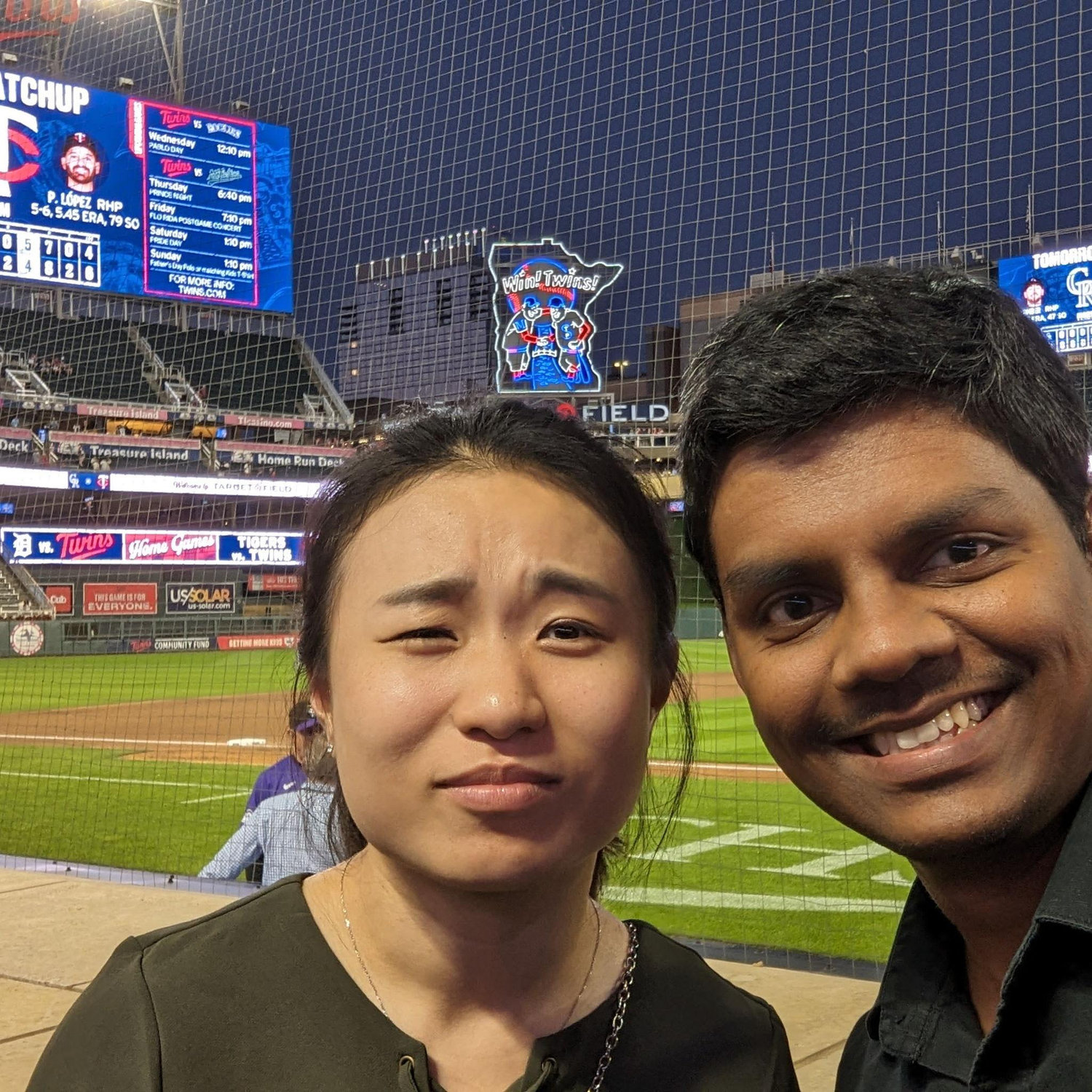 Our first baseball game together. (Sai thought it was a date but Anoop didn't know what American dating meant at the time >.<)
