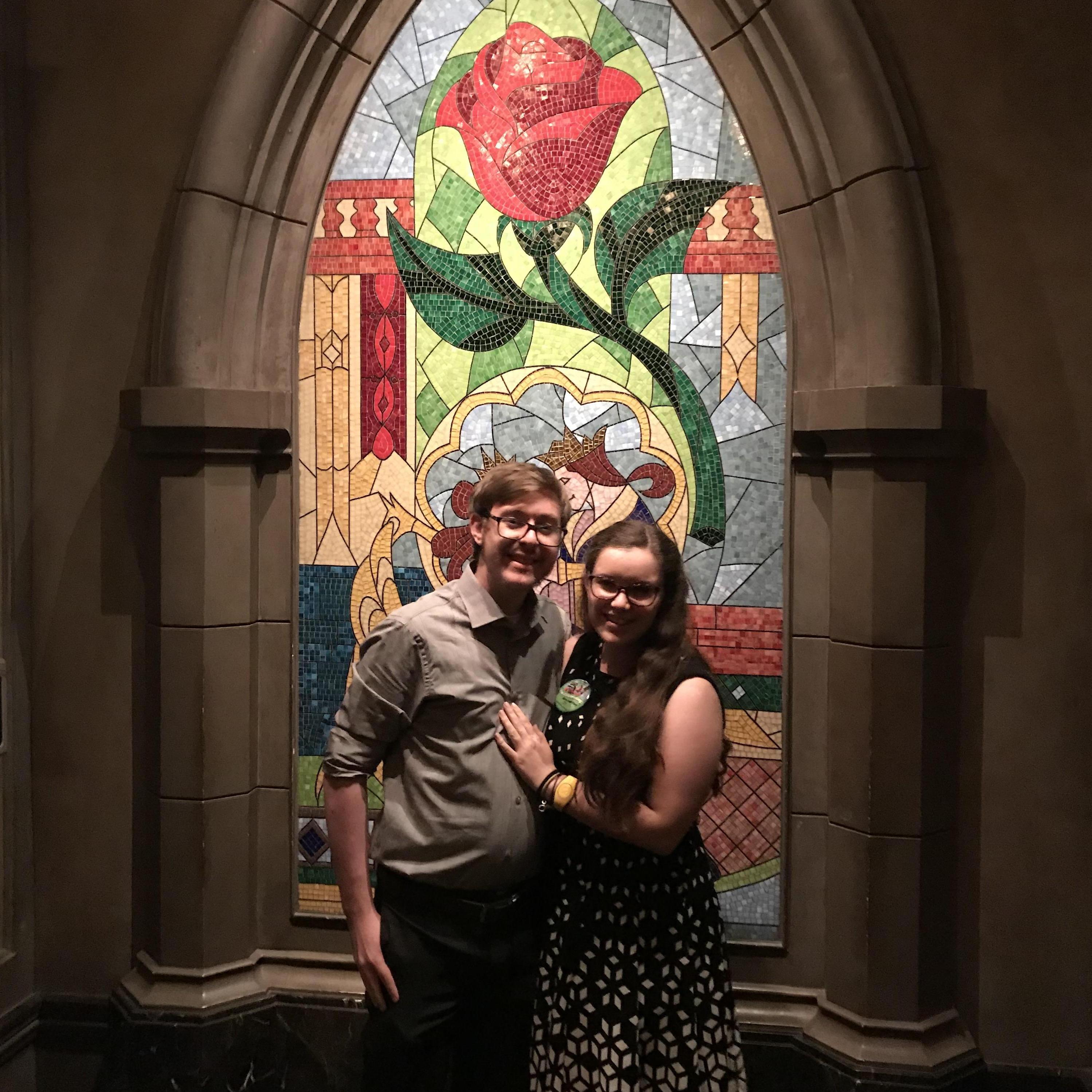 This is from the day we got engaged. Before popping the question, we had asked an employee at Disney's Be Our Guest restaurant to take our picture for our anniversary.