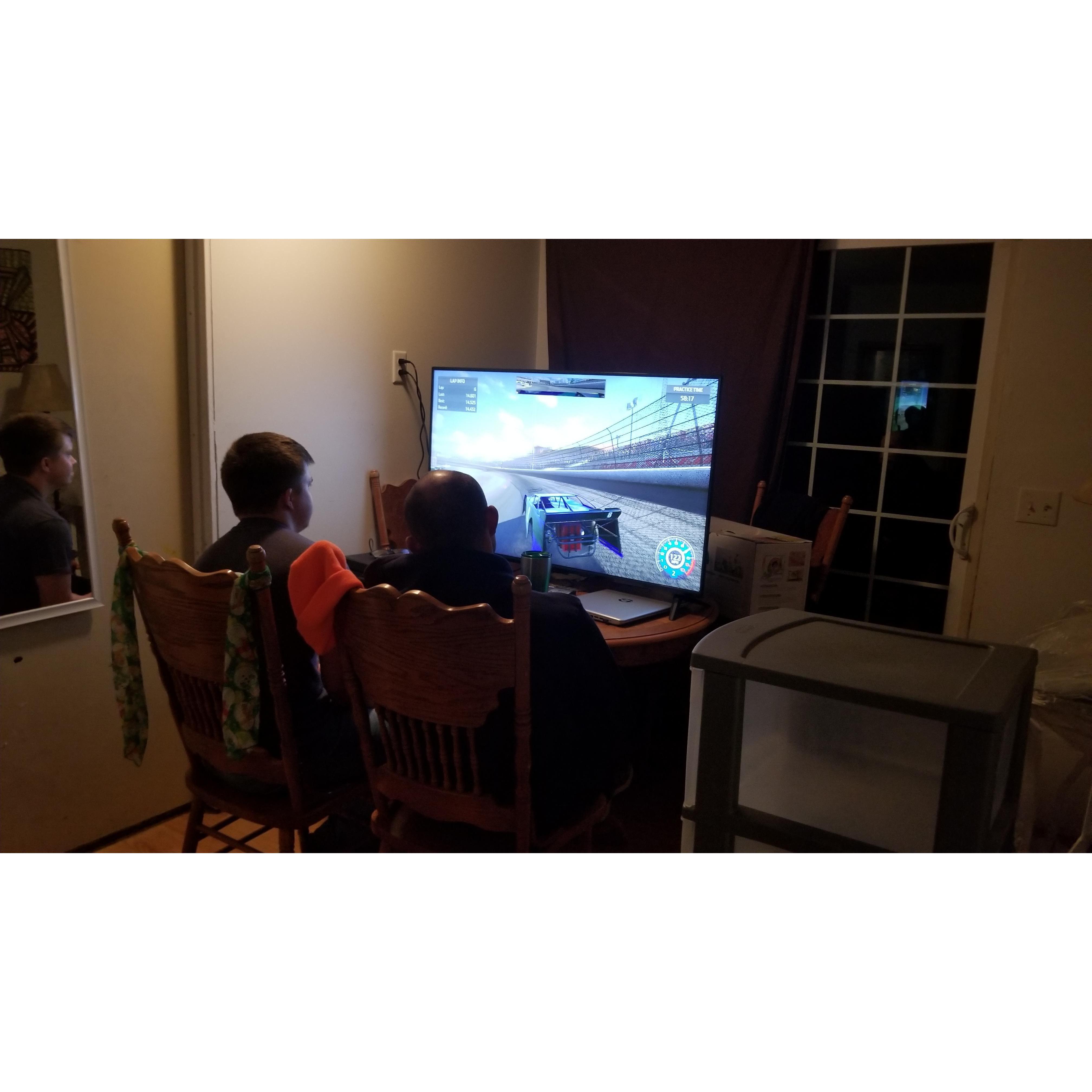 Gotta have Dads help with getting the right set up on NASCAR