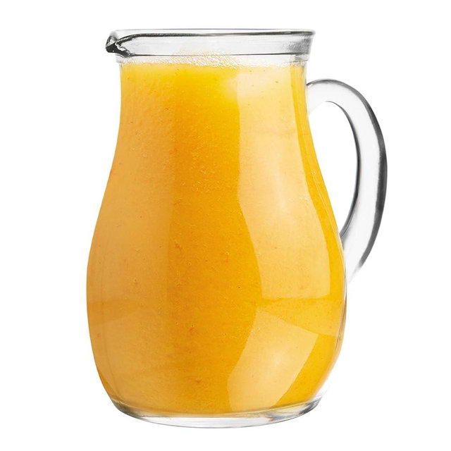 Amici Home Roxy Glass Water Pitcher with Handle and Spout– Large Sized | Round Jug with Ice Lip | 34 Ounces | Great for Iced Tea, Sangria, Lemonade, Juice | Made in Italy