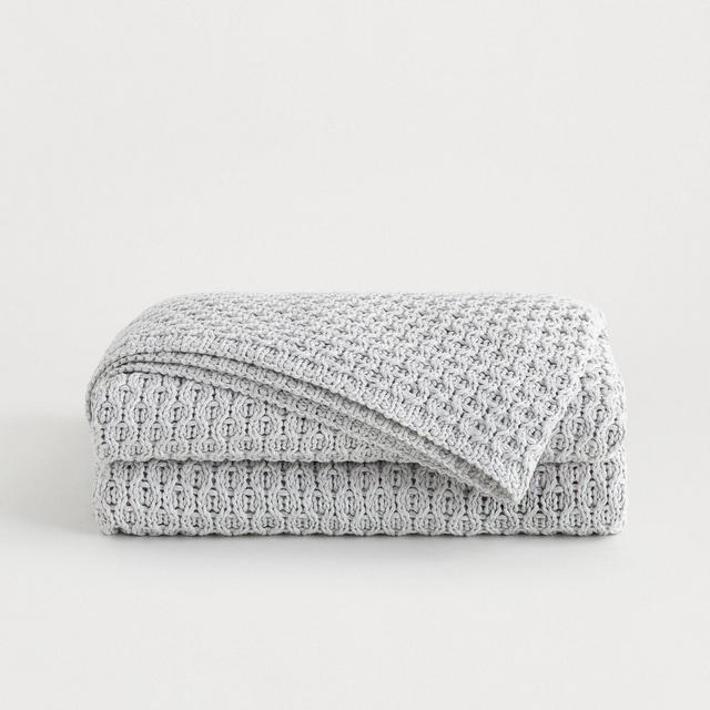 50"x70" Knit Throw Blanket Fog - Tuft & Needle
