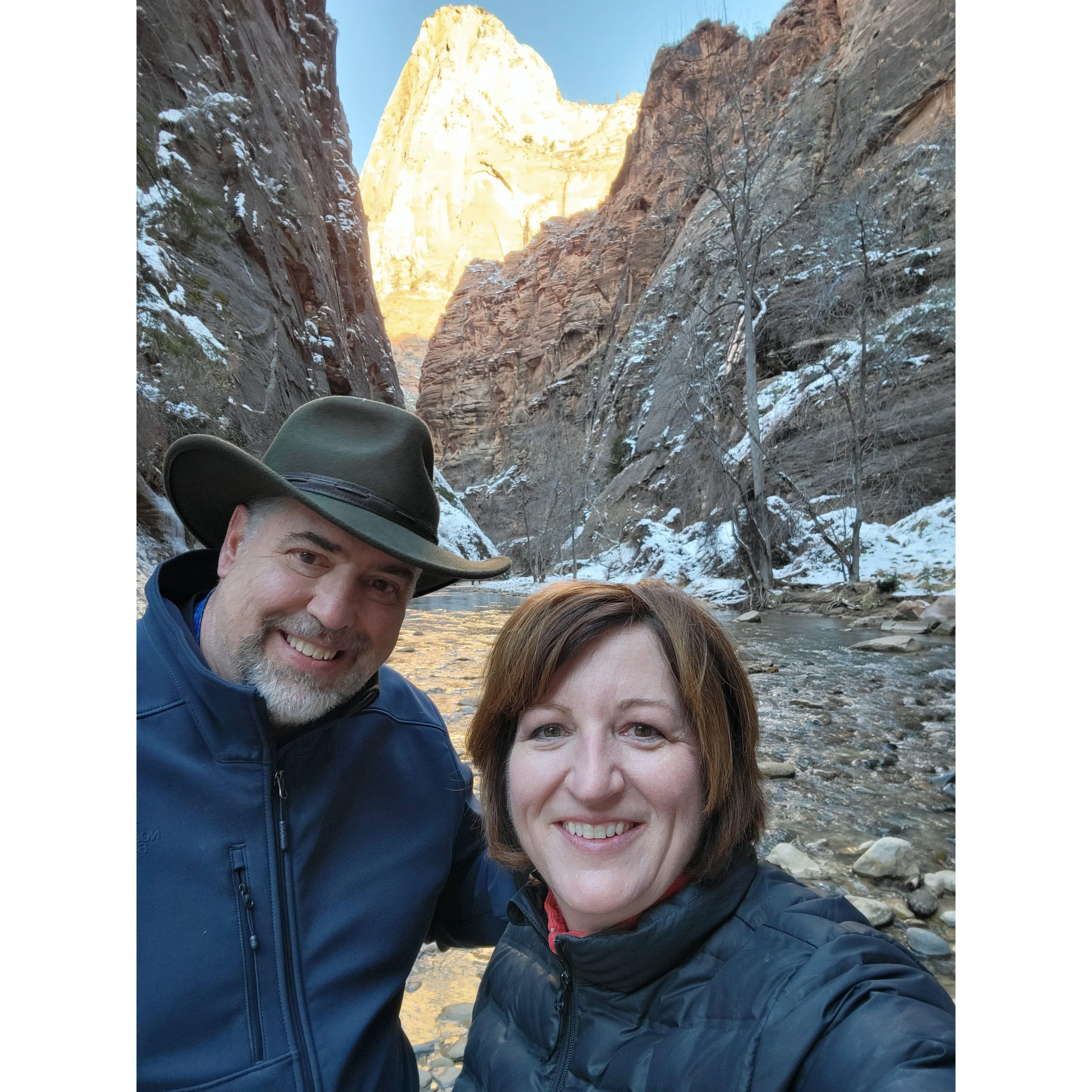 Entrance to 'The Narrows', Zion National Park, March 2022