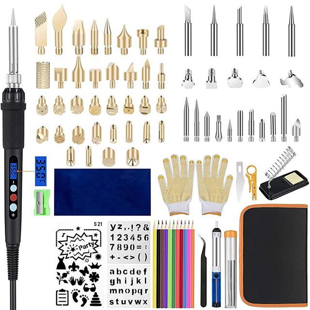 Wood Burning Kit for Adults, 106 PCS Professional Pyrography Wood Burning Tool Kit for Beginners with LCD Screen Adjustable Temperature 220~480℃