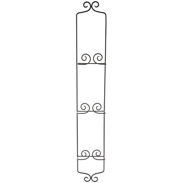 Bard's Black Wrought Iron Wall Mountable Vertical Hanger for 3 Plates, 39" H x 6" W x 2" D (For 8.5"-10" Plates)