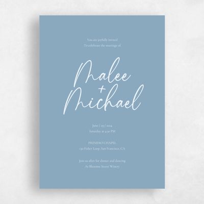 Slate Blue Wedding Invitation - Santorini Type