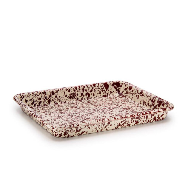 Burgundy & Cream Splatter Small Rectangle Tray