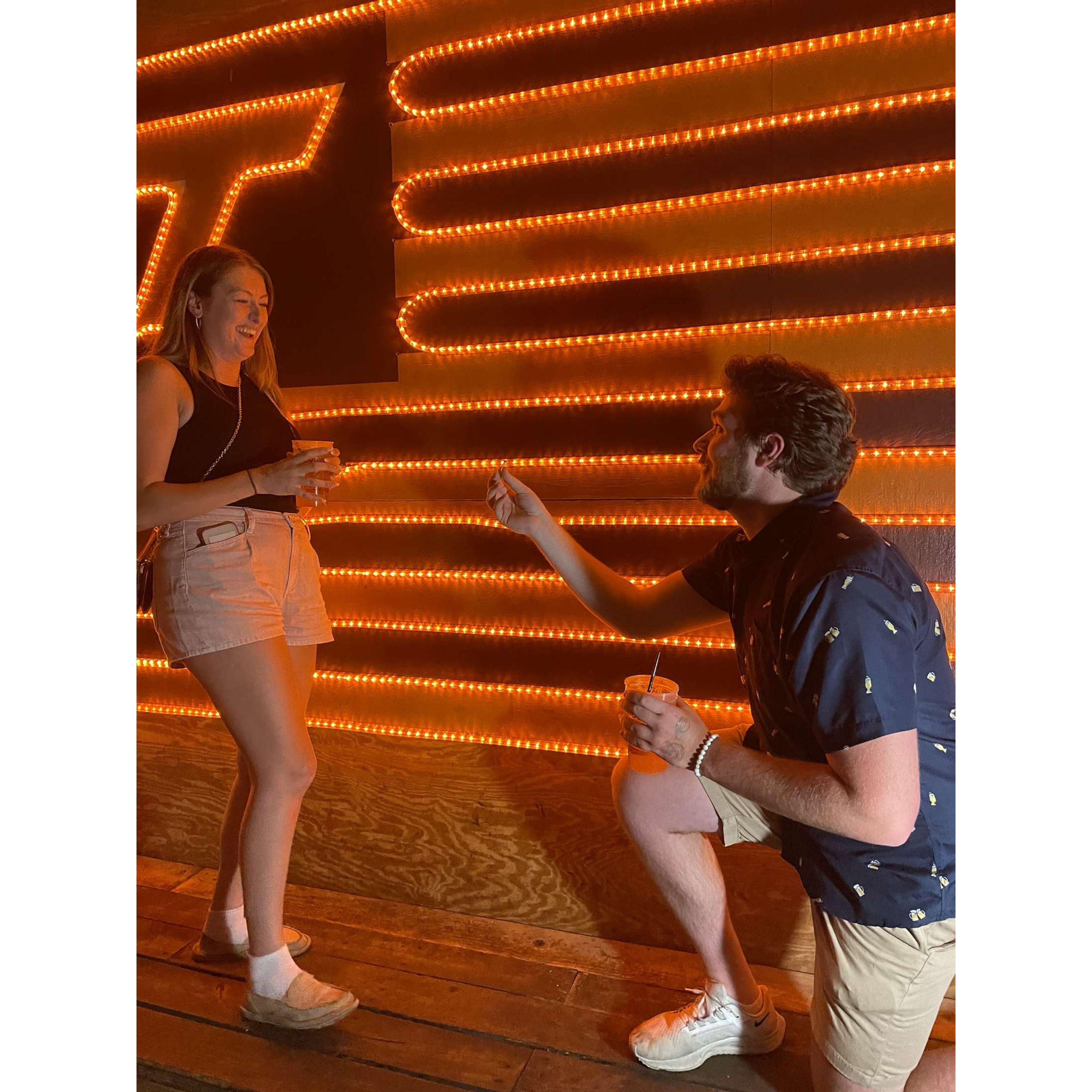 Fake Proposal for free drinks at Virginia Tech (was unsuccessful)