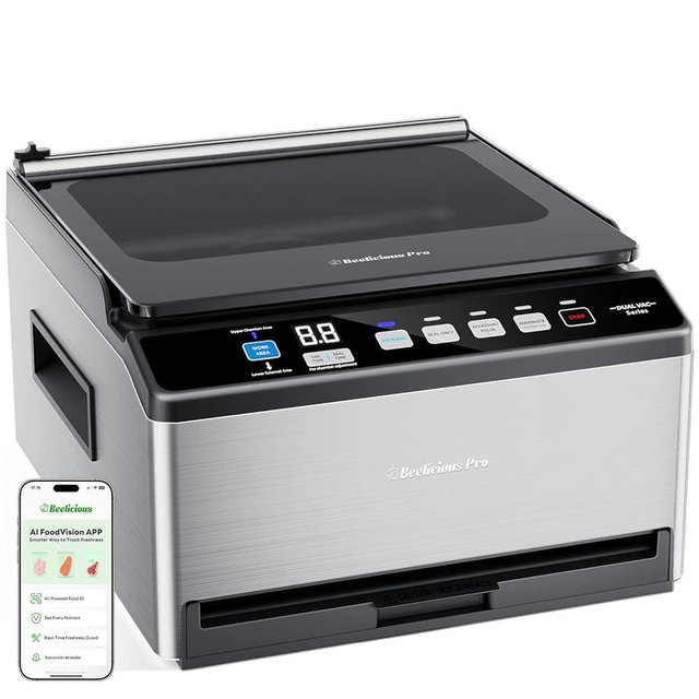 DualCore CVS101 Chamber Vacuum Sealer for Liquids & Sous Vide, 6L Dual Vacuum Zones & Extra-Wide Bag Clamp, 230W Dual-Core Dry Pump x4, Commercial-Grade Food Packaging Machine for Home Use