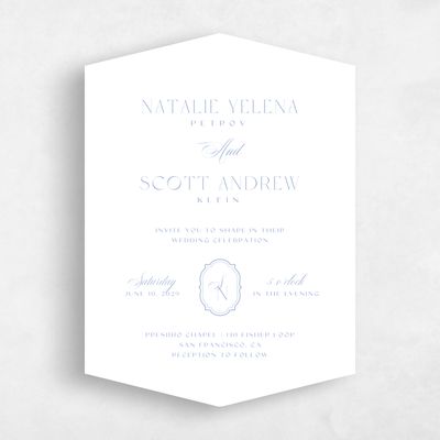 Blue Diamond Wedding Invitation - Korina Portrait