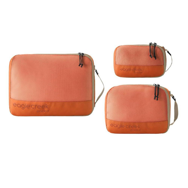 Eagle Creek Pack-It Reveal Packing Cubes Set XS/S/M - Durable, Ultra-Lightweight, Water-Resistant Ripstop Fabric Suitcase Organizers with Mesh Windows, Mandarin
