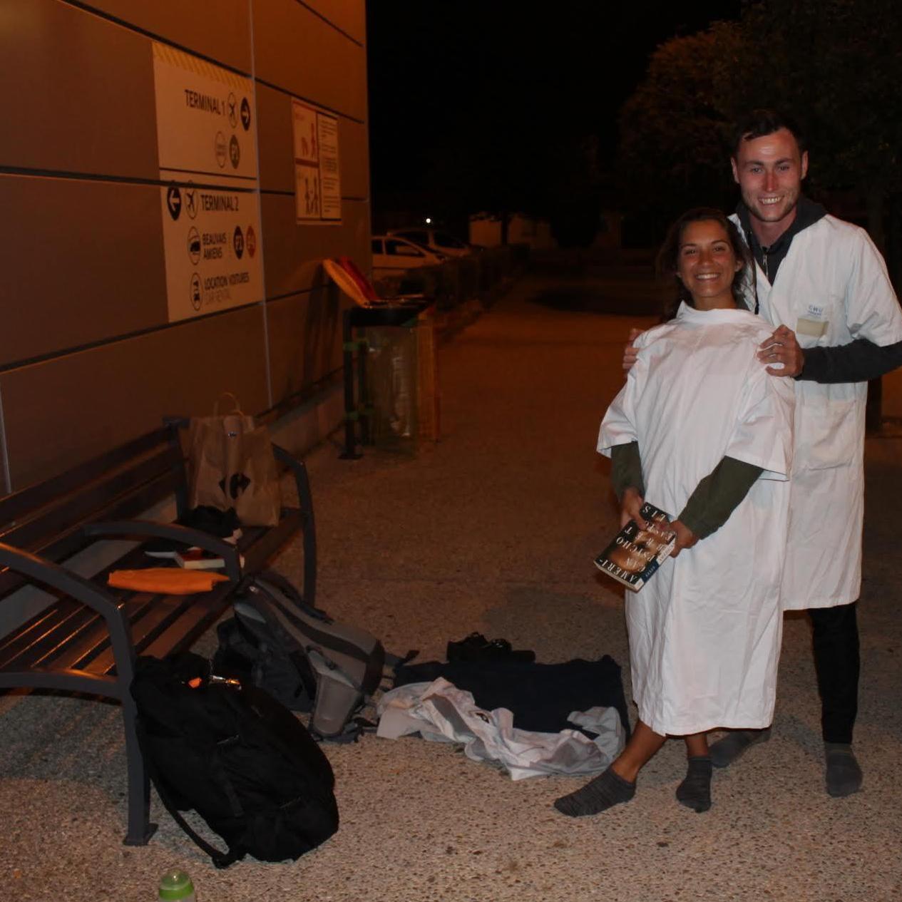 The night we got stuck sleeping outside the airport in France!