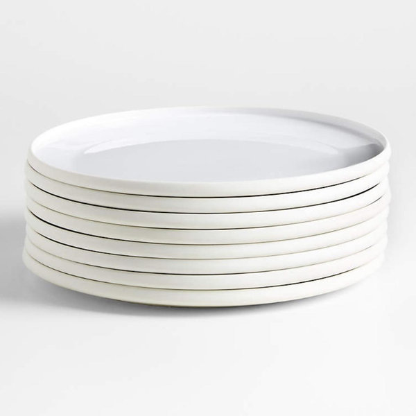 Tour White Porcelain Dinner Plates, Set of 8