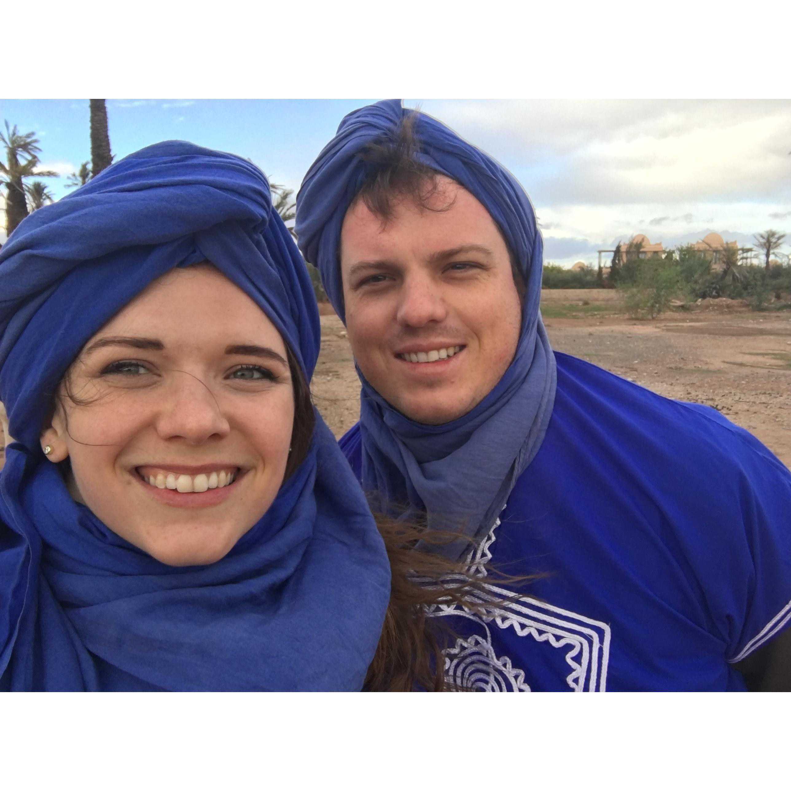 Getting ready to go on a camel ride in Marrakesh!