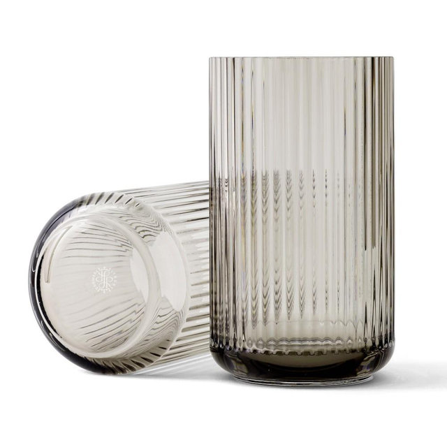 Lyngby Mouth Blown Glass Vase Glass, Smoke, 9.8 " x 5.9"