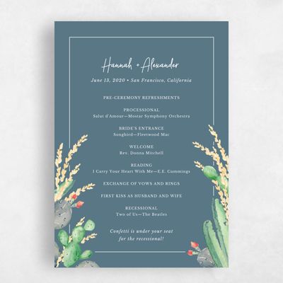 Slate, Blue Wedding Program - Aurora