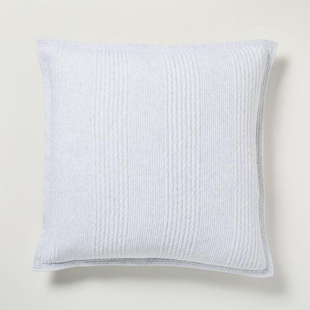 Jersey Linear Euro Sham, Light Heather Gray, Set Of 2