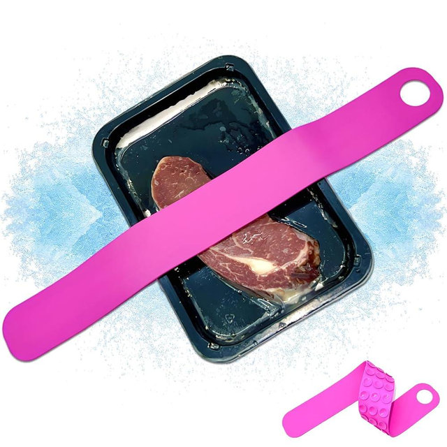 Thaw Belt, Silicone Sink Thawing Fixator Belt, Longer Faster & Safer Defrosting Belt for Frozen Meat Fruit and Vegetable, Thaws in Minutes Instead of Hours, Super Suction, no Heat Required (Pink)