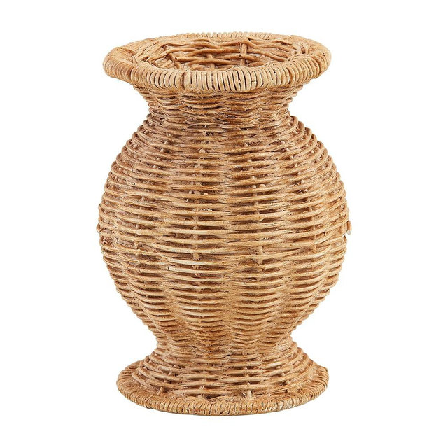 Mud Pie Wide Resin Basket Weave Vase; 6 1/2" x 4 1/4" Dia