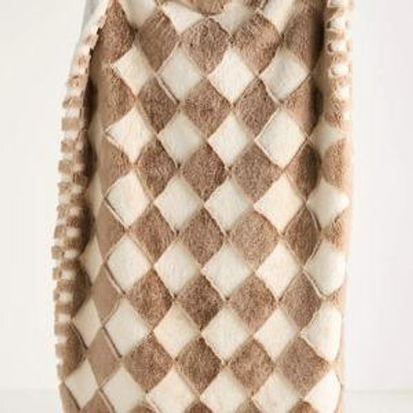Chella Checkered Faux Fur Throw Blanket