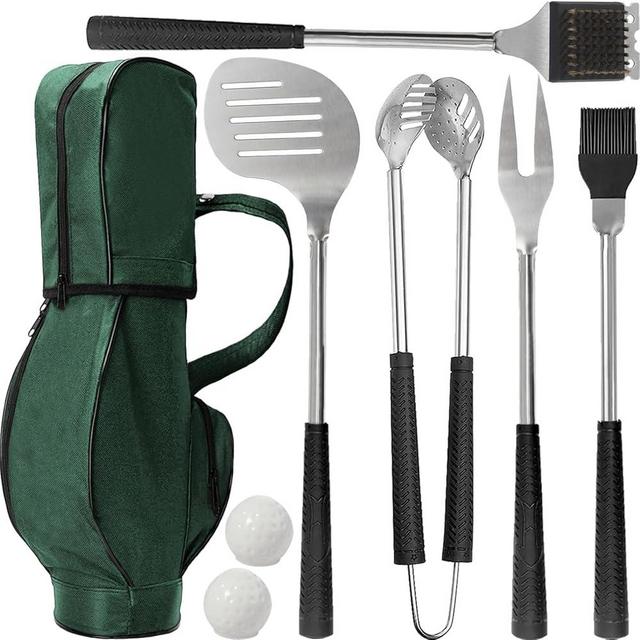 Jishi Golf Gifts for Men 8pcs Funny Grilling Accessories BBQ Grill Tool Utensils Set, Stocking Stuffers for Adults Men Women Golfers Christmas Birthday Gifts for Dad Husband Him from Daughter Son Wife