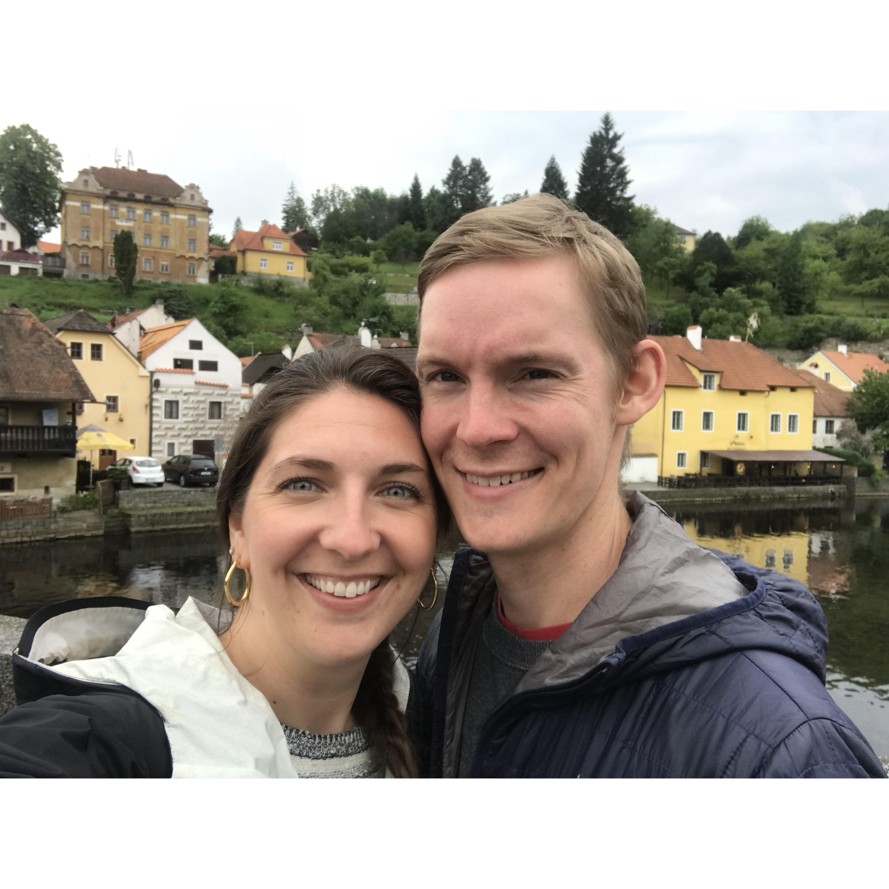 After-coffee selfie in Cesky Krumlov, Czech Republic, May 2018.