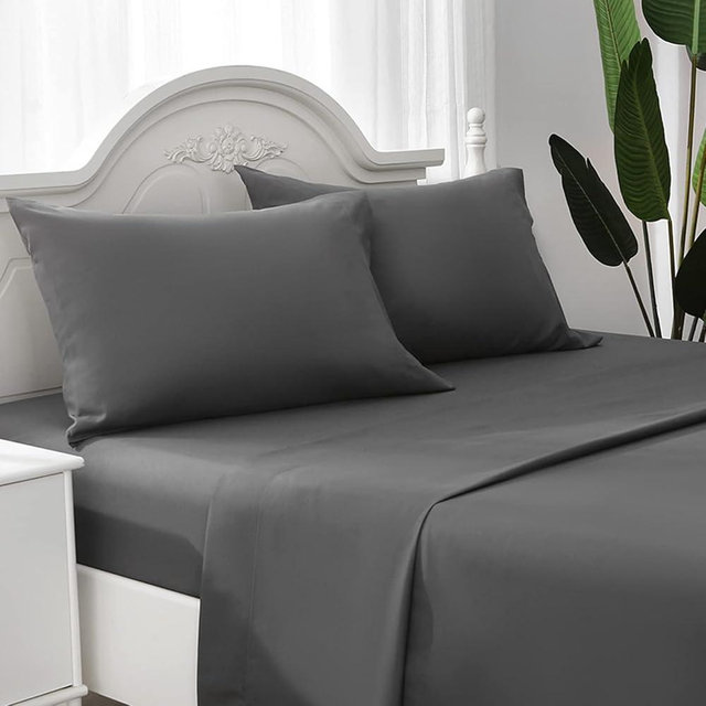 ILAVANDE Bed Sheets Set,Hotel Luxury Super Soft Microfiber Bed Sheets Set-Wrinkle Free & Breathable-14 Deep Pocket Sheets for King Size Bed (Dark Gray, King)