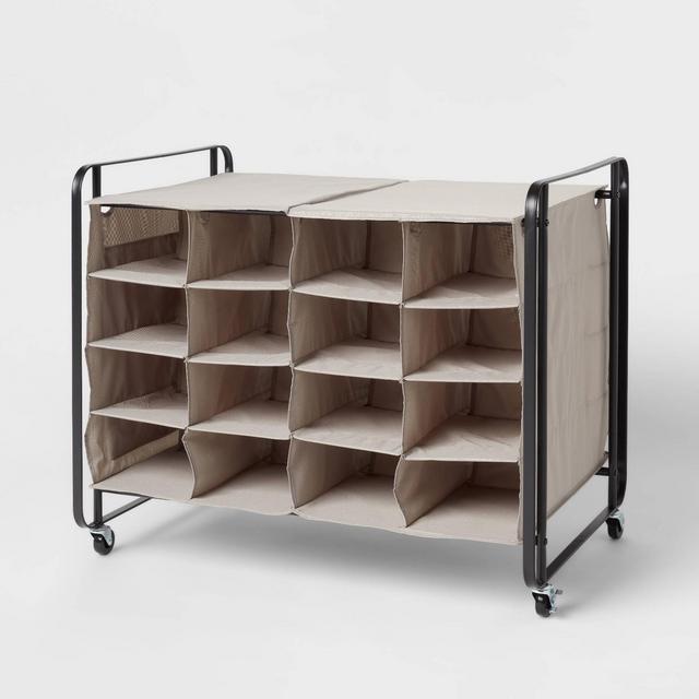 4 Tier Rolling Cubby Shoe Rack Gray - Brightroom™