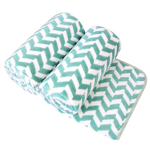 Jml Microfiber Bath Towels, Bath Towel 2 Pack(30" x 60"), Oversized, Soft, Super Absortbent and Fast Drying, Multipurpose Use for Sports, Fitness, Yoga (Pack of 2-Chevron Green)