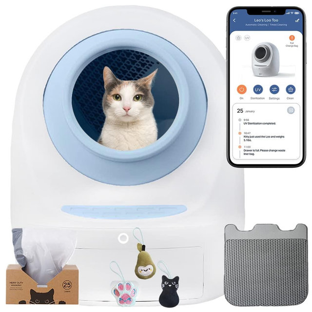 Smarty Pear Leo's Loo Too Bundle Pet Friendly Automatic Self-Cleaning Cat Litter Box Includes Charcoal Filter, Built-in Scale, Smart Home App with Voice Control
