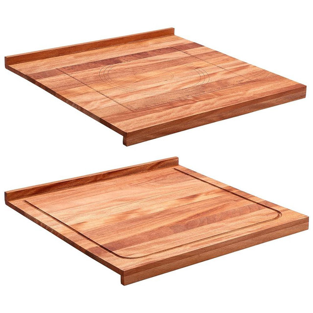 Reversible Wood Pastry Board Large Wooden Cutting Board Kitchen Heavy Duty Chopping Board Butcher Block with Lip Juice Groove Measurements for Counter Table Top (24 x 22.8 x 1.5 Inch, Walnut)