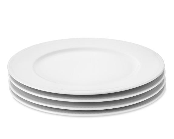 Apilco Beaded Hemstitch Porcelain Dinner Plates- Set of 4