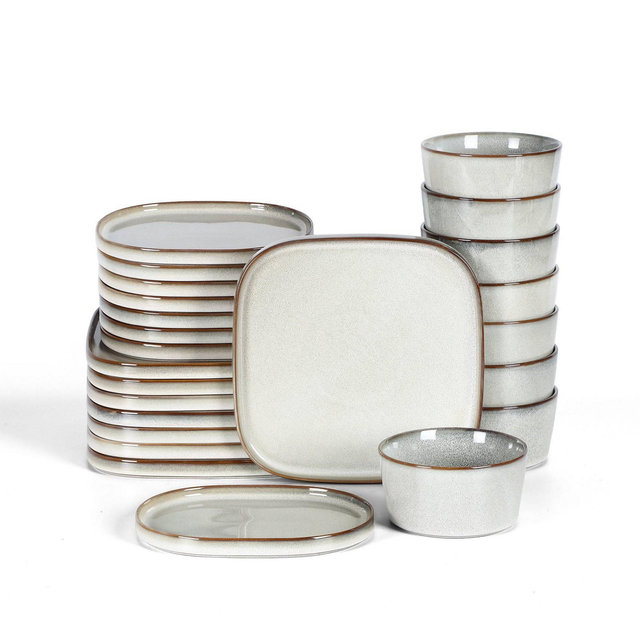 Stone Lain 24pc Cairo Stoneware Dinnerware Set Gray