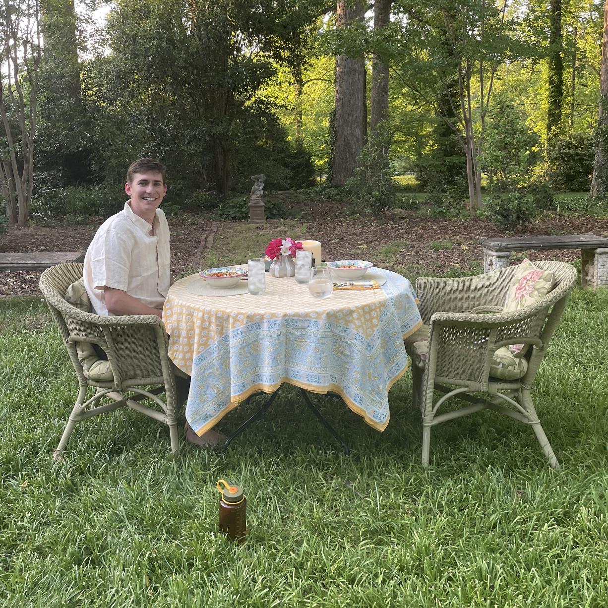 Our third anniversary dinner in the garden we're getting married in!