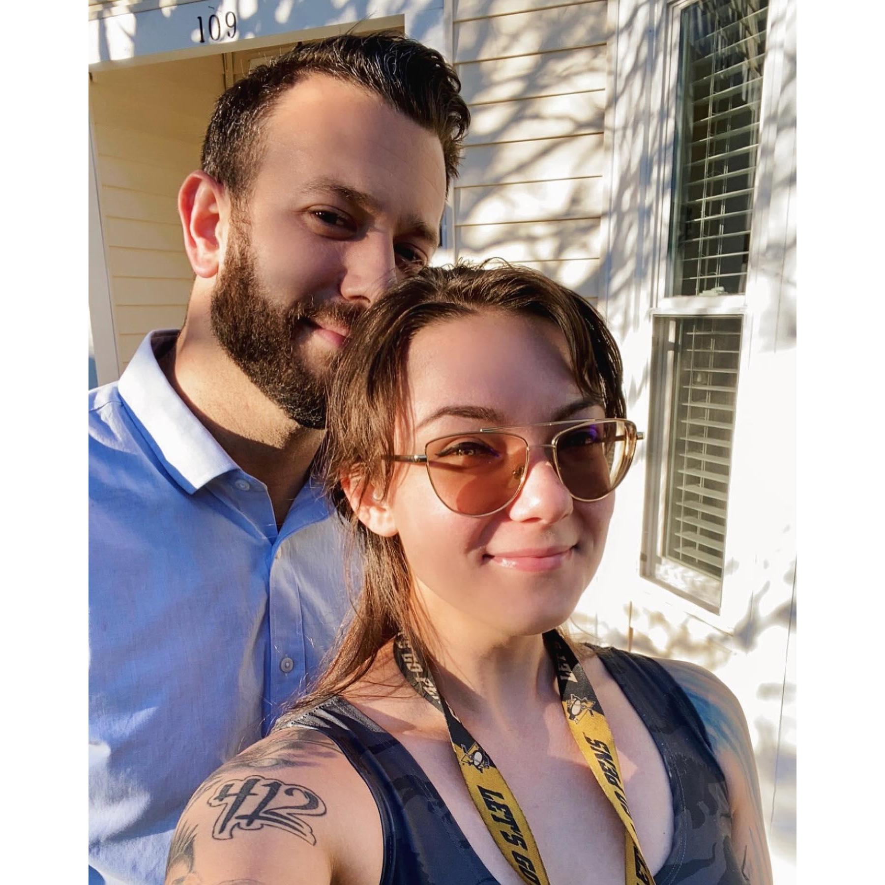 Our first picture just after closing on our home.