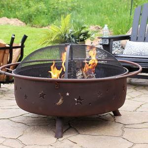 Sunnydaze Decor 41.5-in W Steel Round Portable Wood-Burning Fire Pit
