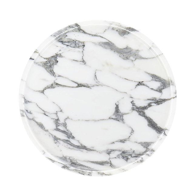 Koville Italian Natural Marble Tray for Bathroom Countertop, 11.8" Diam Round Marble Tray for Kitchen Counter, Coffee Table Serving Tray, Perfume Jewelry Dish Tray, Decorative Vanity Tray (Arabescato)