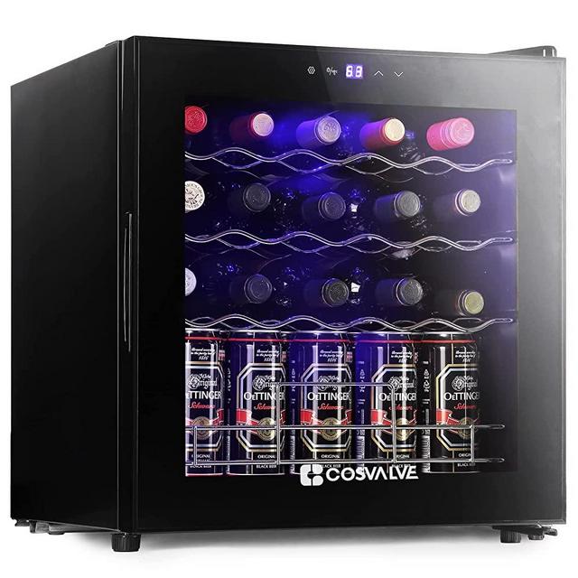 COSVALVE 19 Bottle Wine Cooler Refrigerator, Mini Freestanding 41f-64f Adjust Digital Temperature Control Compressor Fridge Counter for Red & White Wine Cellar, Beer, Champagne, Sparkling Wine- Black