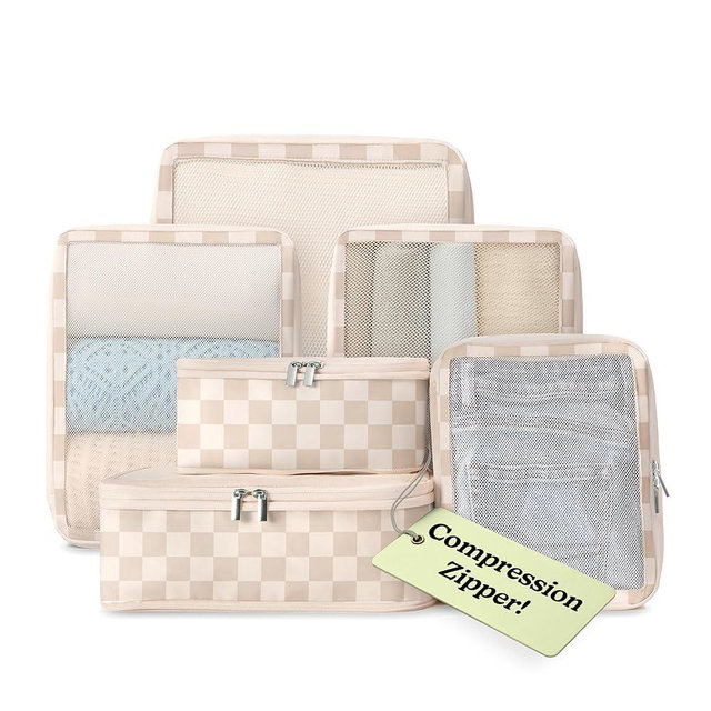 Vandel Space-Saving Compression Packing Cubes for Women, Men, 6-Pack Compressible Carry On Suit Case Organizer Luggage Packing Cubes for Travel Compression Organizer Bags for Luggage, Suitcase Cube
