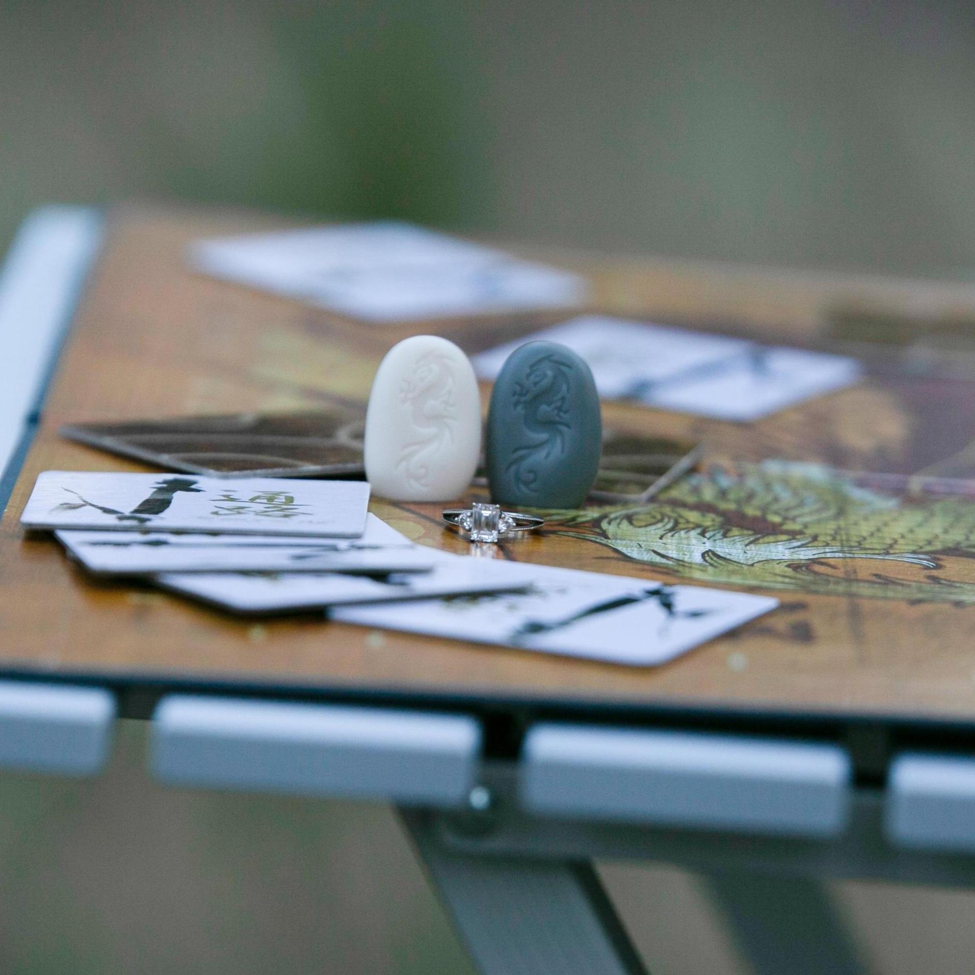 Andrea's ring with one of our favorite board games, Tsuro.