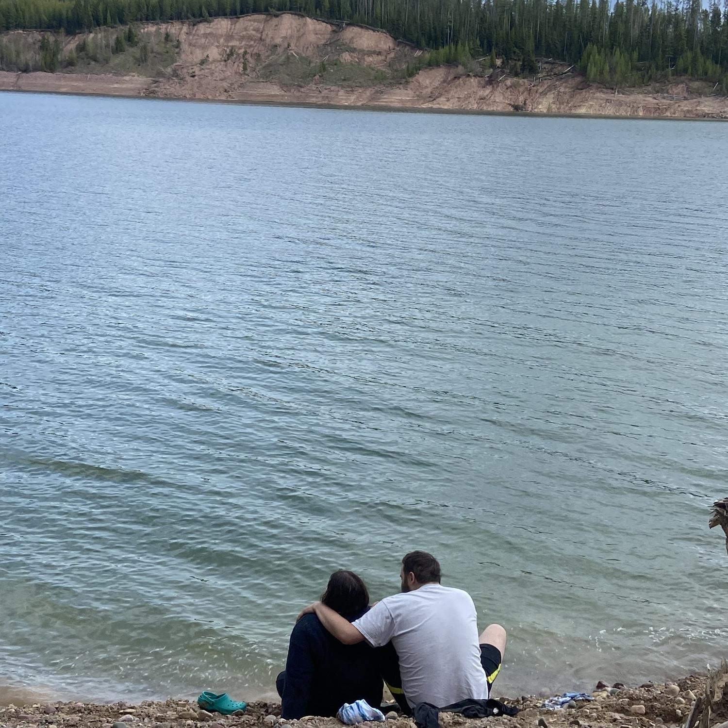 Hungry Horse Reservoir after jumping into the freezing water