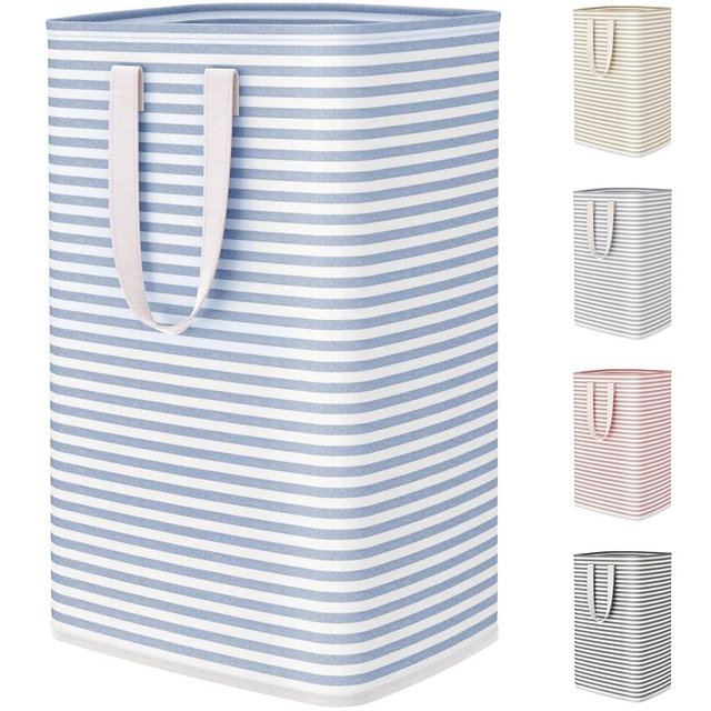 Lifewit 75L Large Collapsible Laundry Hamper, Tall Foldable Dirty Clothes Baskets Waterproof, Freestanding Design with Easy Carry Handles in Dorm Bedroom Bathroom College, Dark Blue