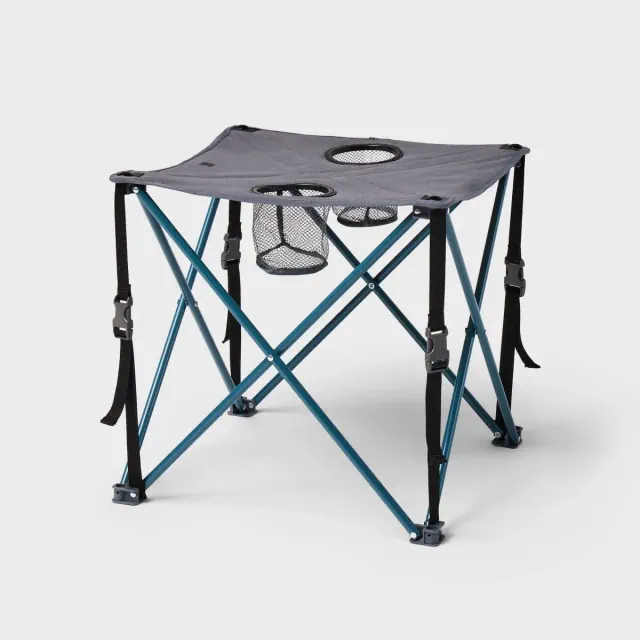 2pc Quad Side Steel Rectangle Portable Picnic Table Dark Gray - All In Motion™