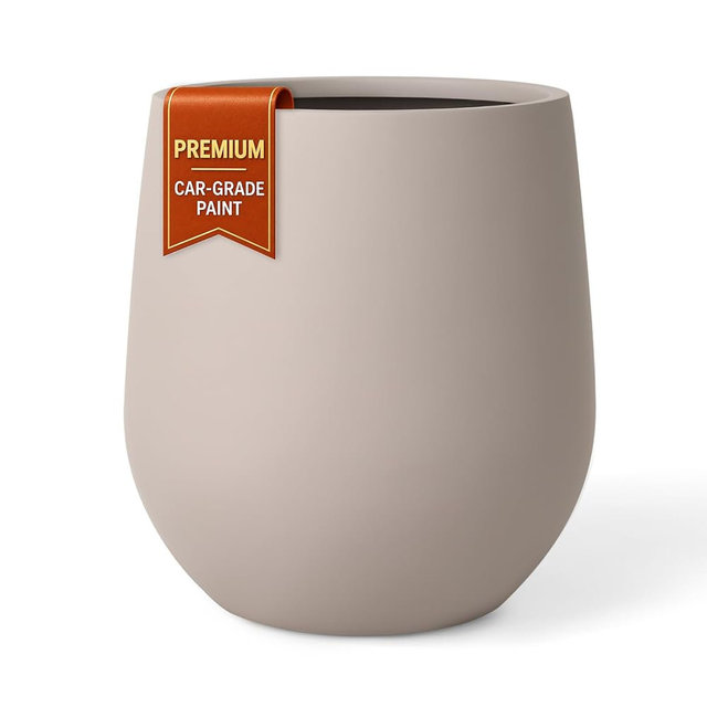 KUTE NEST 15" Premium Corso Fiberstone Outdoor Planter - Taupe | For Monstera, Peace Lily & Indoor Trees | Rectangular Planter | Frost-Proof UV-Resistant | 2 Coco Mats