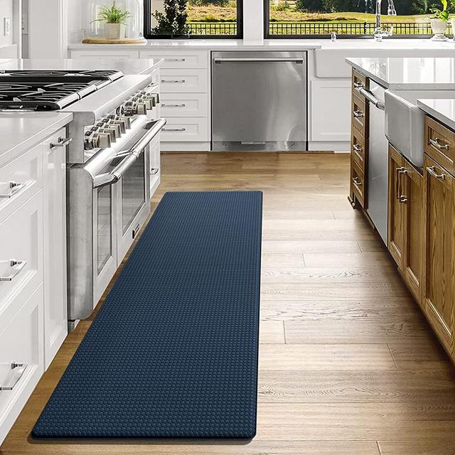 DEXI Kitchen Rug Runner Mat Anti Fatigue Non Skid Cushioned Comfort Standing Kitchen Mat Waterproof and Oil Proof Floor, Easy to Clean, 17"x59", Blue