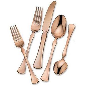 Artaste 56921 Rain 18/10 Stainless Steel Flatware 20-Piece Set, Antique Copper Finished, Service for 4